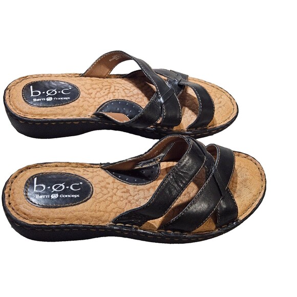 BOC Women's Born Concept Brown Leather Upper Strap Sandals Size 8 - Picture 2 of 11